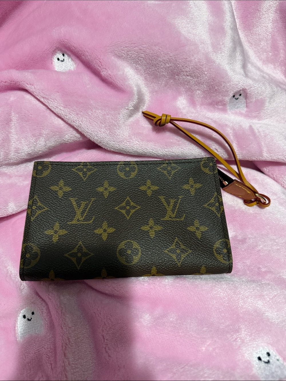 Louis Vuitton Monogram Wristlet Clutch - Brown with Tan Strap